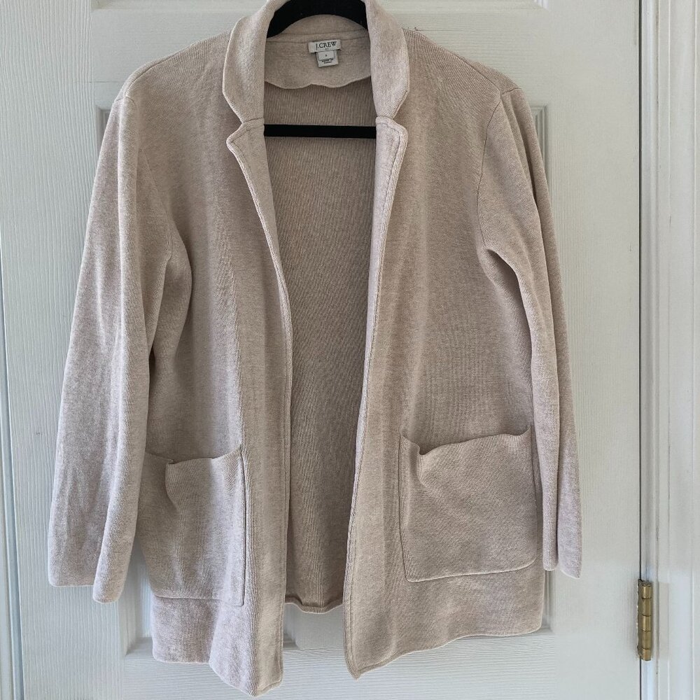 J. Crew Factory Perfect Open Front Cream Cardigan Blazer, size S, 100% cotton